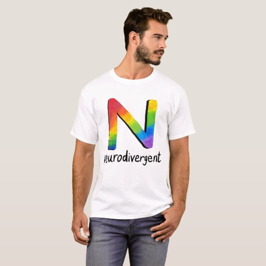 Neurodivergent (Rainbow Stropdas-Dye N) T-shirt (Voorkant volledig)