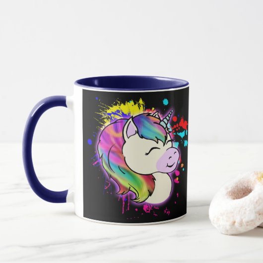 Neurodivergent Rebel Unicorn Coffee Mok (Met donut)