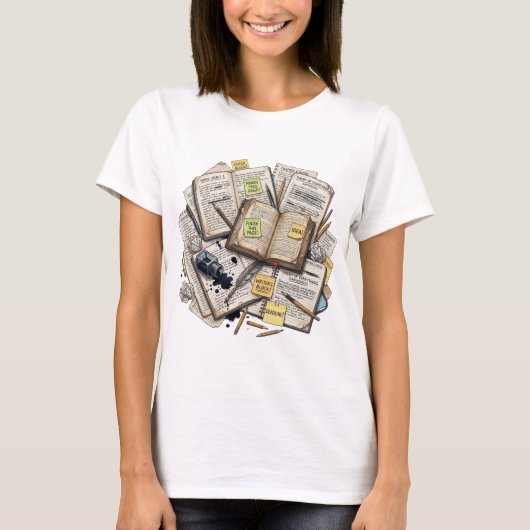 Neurodivergent Retro Vintage Book Ink T-shirt (Voorkant)
