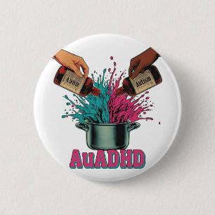 Neurodivergente Autisme ADHD Vintage Kunst Roze Te Ronde Button 5,7 Cm