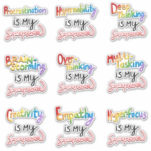 Neurodivergente superkrachten sticker (Voorkant)