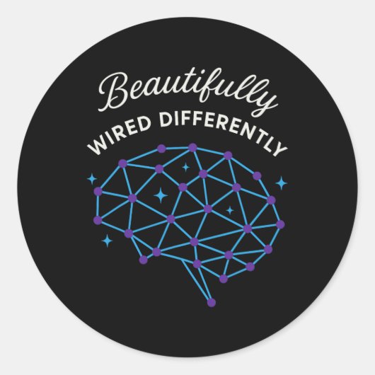 Neurodivergente trots Adhd Autisme Acceptatie Vers Ronde Sticker (Voorkant)
