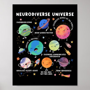 Neurodivers heelal ruimte planeet speciaal onderwi poster