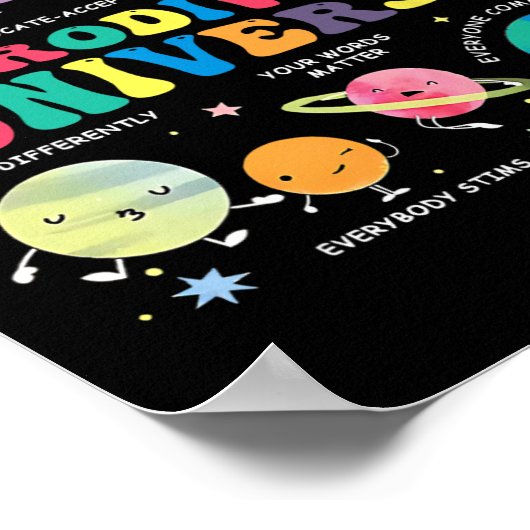 Neurodiverse heelal Ruimteplaneet Autistisch Autis Poster (Hoek)