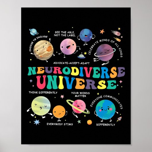 Neurodiverse heelal Ruimteplaneet Autistisch Autis Poster (Voorkant)