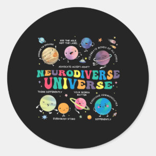 Neurodiverse heelal Ruimteplaneet Autistisch Autis Ronde Sticker