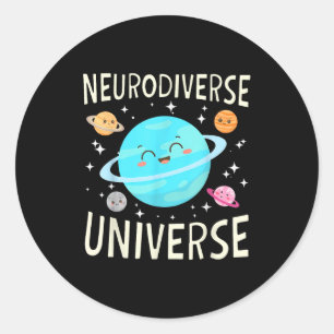 Neurodiverse planeet ruimte thema sterrenstelsel a ronde sticker