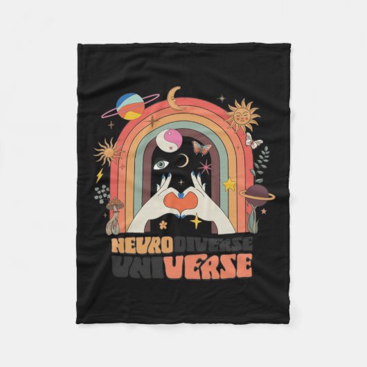 Neurodiverse universe Celestial Retro Autism AWare Fleece Deken (Voorkant)