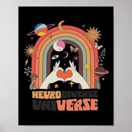 Neurodiverse universe Celestial Retro Autism AWare Poster (Voorkant)