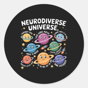 Neurodiverse Universum Autisme Inclusie Planeten A Ronde Sticker