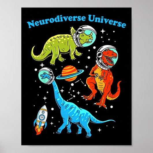 Neurodiverse Universum Dinosaurussen Ruimte ADHD A Poster (Voorkant)