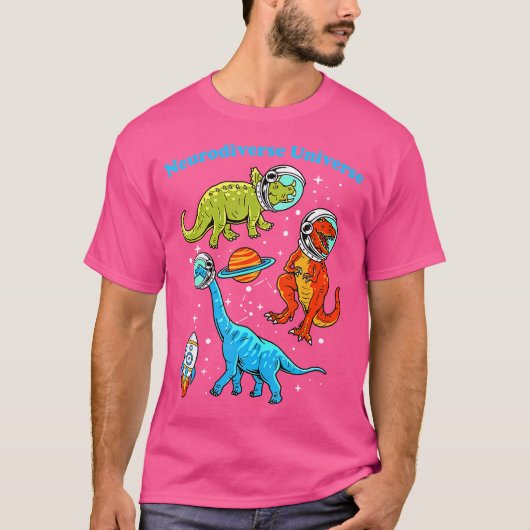 Neurodiverse Universum Dinosaurussen Ruimte ADHD A T-shirt (Voorkant)