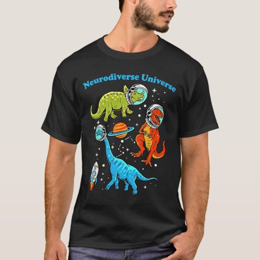Neurodiverse Universum Dinosaurussen Ruimte ADHD A T-shirt (Voorkant)