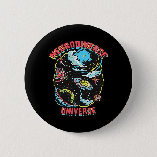 Neurodiverse Universum Neurodiversiteit Omhels ADH Ronde Button 5,7 Cm (Voorkant)