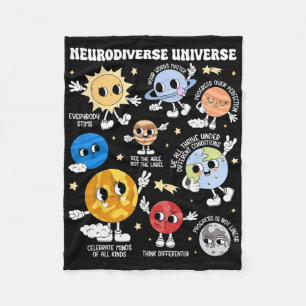 Neurodiverse Universum Planeet Autisme Bewustzijn Fleece Deken