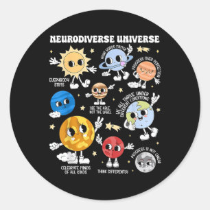Neurodiverse Universum Planeet Autisme Bewustzijn  Ronde Sticker