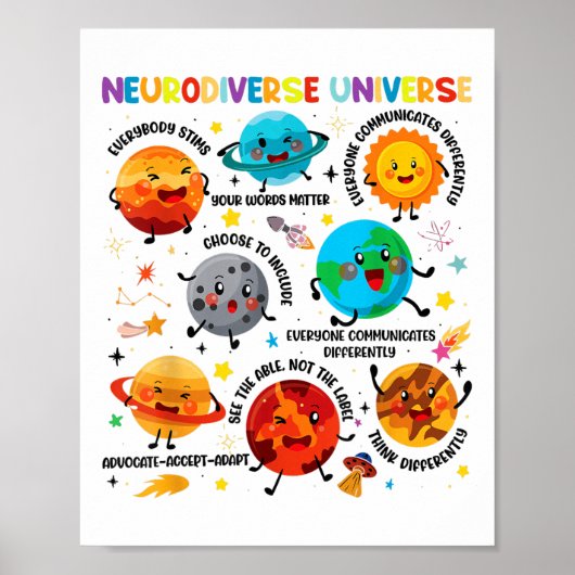 Neurodiverse Universum Ruimteplaneet Special Educa Poster (Voorkant)