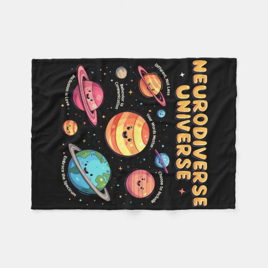 Neurodiverse Universum Speciaal Onderwijs Autisme Fleece Deken (Voorkant (Horizontaal))
