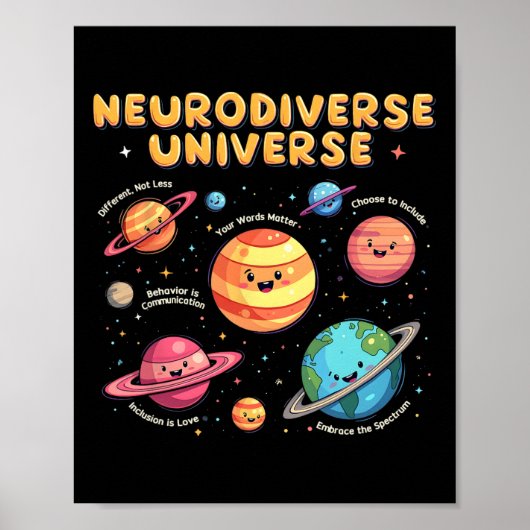 Neurodiverse Universum Speciaal Onderwijs Autisme Poster (Voorkant)