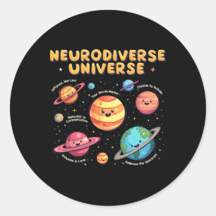 Neurodiverse Universum Speciaal Onderwijs Autisme  Ronde Sticker