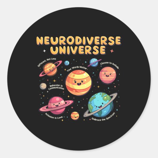 Neurodiverse Universum Speciaal Onderwijs Autisme  Ronde Sticker (Voorkant)