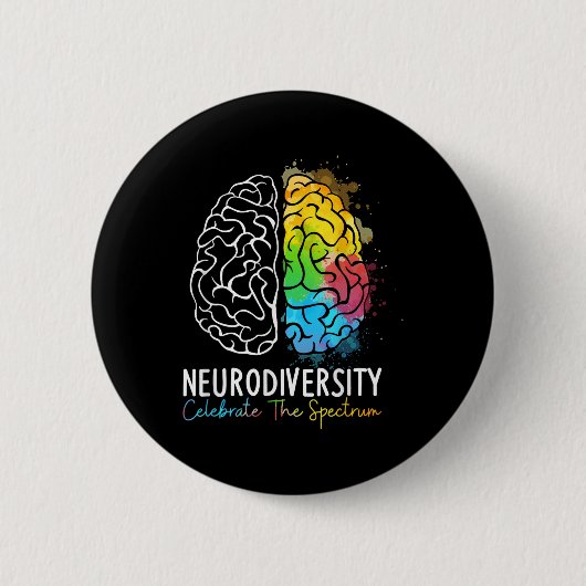 Neurodiversiteit - Autisme Spectrum ASD ADHD Rainb Ronde Button 5,7 Cm (Voorkant)