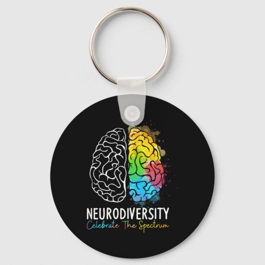 Neurodiversiteit - Autisme Spectrum ASD ADHD Rainb Sleutelhanger (Voorkant)