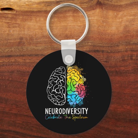 Neurodiversiteit - Autisme Spectrum ASD ADHD Rainb Sleutelhanger (Voorkant)