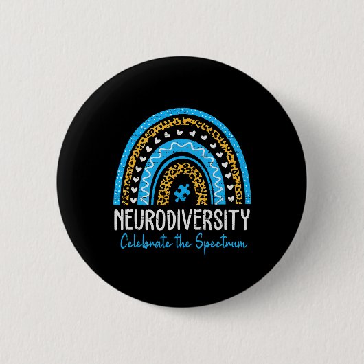 Neurodiversiteit Autisme Spectrum ASS ADHD Regenbo Ronde Button 5,7 Cm (Voorkant)