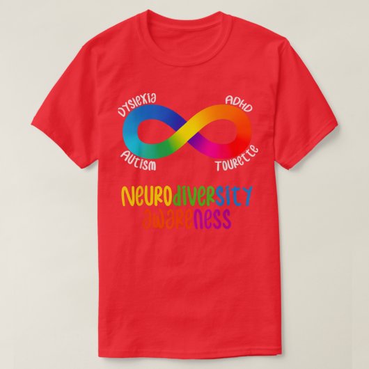 Neurodiversiteit Bewustheid ADHD Autisme Dyslexie T-shirt (Design voorkant)