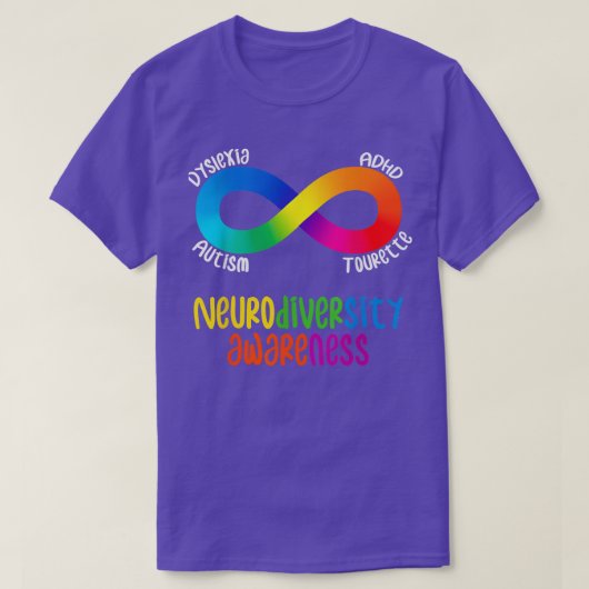 Neurodiversiteit Bewustheid ADHD Autisme Dyslexie T-shirt (Design voorkant)
