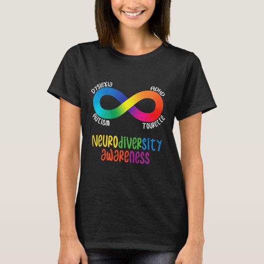 Neurodiversiteit Bewustmaking en autisme Dyslexie T-shirt (Voorkant)