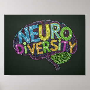Neurodiversiteit bewustzijn krijtbord stijl kleurr poster