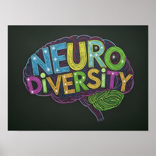 Neurodiversiteit bewustzijn krijtbord stijl kleurr poster (Voorkant)
