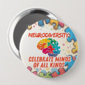 Neurodiversiteit bewustzijn Speld Badge Ronde Button 4,0 Cm (Voorkant /achterkant)