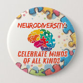 Neurodiversiteit bewustzijn Speld Badge Ronde Button 4,0 Cm (Voorkant)