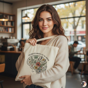 Neurodiversiteit Bloemrijke Hersenen Mentale Gezon Tote Bag