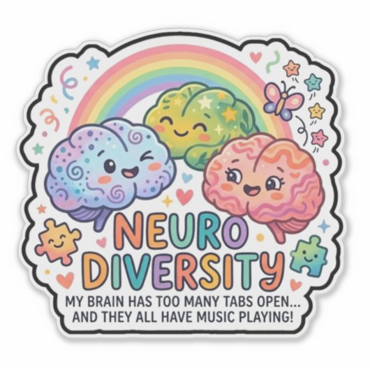 Neurodiversiteit grappige sticker (Voorkant)