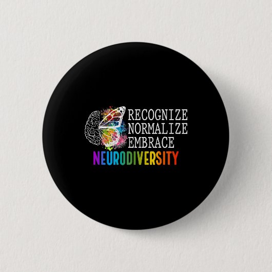 Neurodiversiteit Herken Normaliseer Omarm ADHD Au Ronde Button 5,7 Cm (Voorkant)