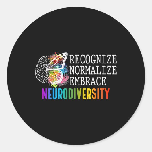Neurodiversiteit Herken Normaliseer Omarm ADHD Au Ronde Sticker (Voorkant)