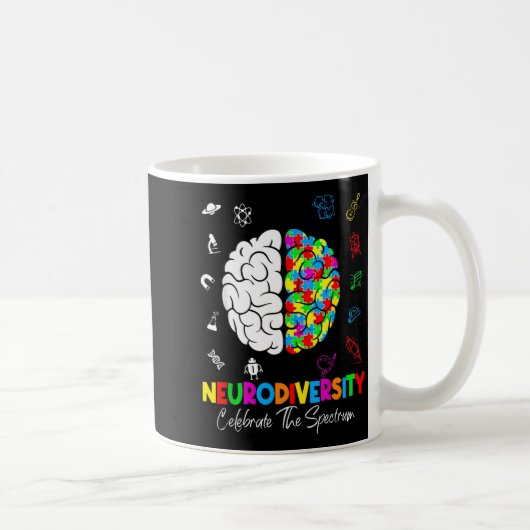 Neurodiversiteit Hersen Autisme Bewustzijn ASD ADH Koffiemok (Rechts)