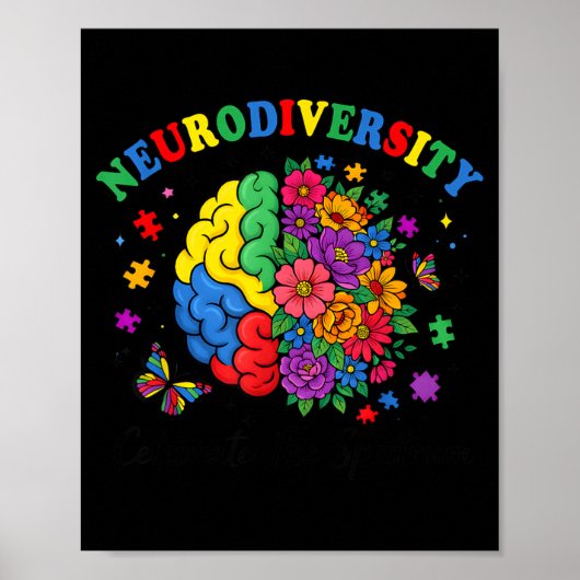 Neurodiversiteit Hersen Autisme Bewustzijn ASD ADH Poster (Voorkant)