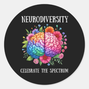 Neurodiversiteit Hersenen ADHD Bewustzijn ASS Auti Ronde Sticker
