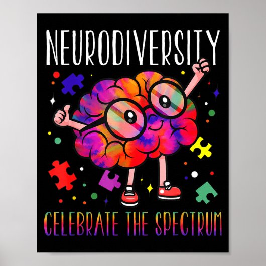 Neurodiversiteit hersenen asd adhd autisme bewustz poster (Voorkant)