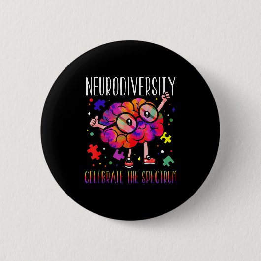 Neurodiversiteit hersenen autisme ADHD bewustzijn Ronde Button 5,7 Cm (Voorkant)