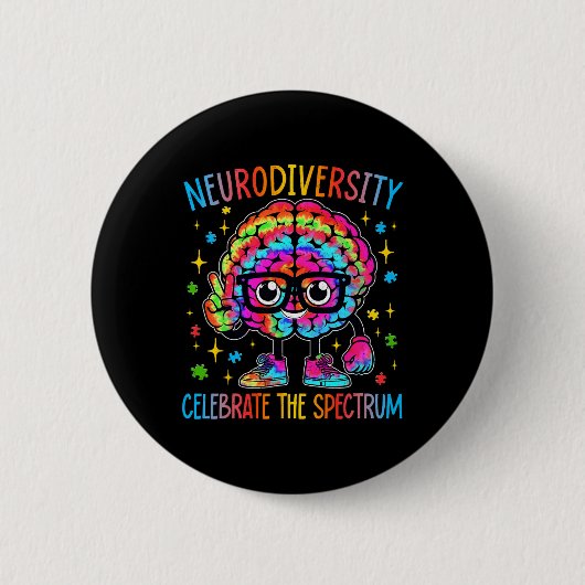 Neurodiversiteit Hersenen Autisme Bewustzijn Asd A Ronde Button 5,7 Cm (Voorkant)