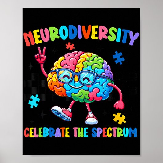 Neurodiversiteit Hersenen Autisme Bewustzijn ASS A Poster (Voorkant)