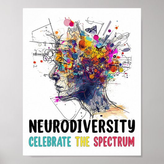 Neurodiversiteit Hersenen Autisme Bewustzijn ASS A Poster (Voorkant)