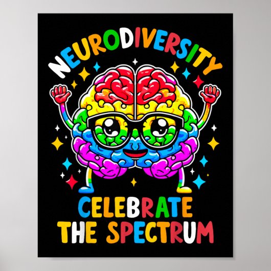 Neurodiversiteit hersenen autisme bewustzijn poster (Voorkant)
