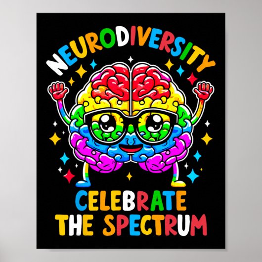 Neurodiversiteit hersenen autisme bewustzijn poster (Voorkant)